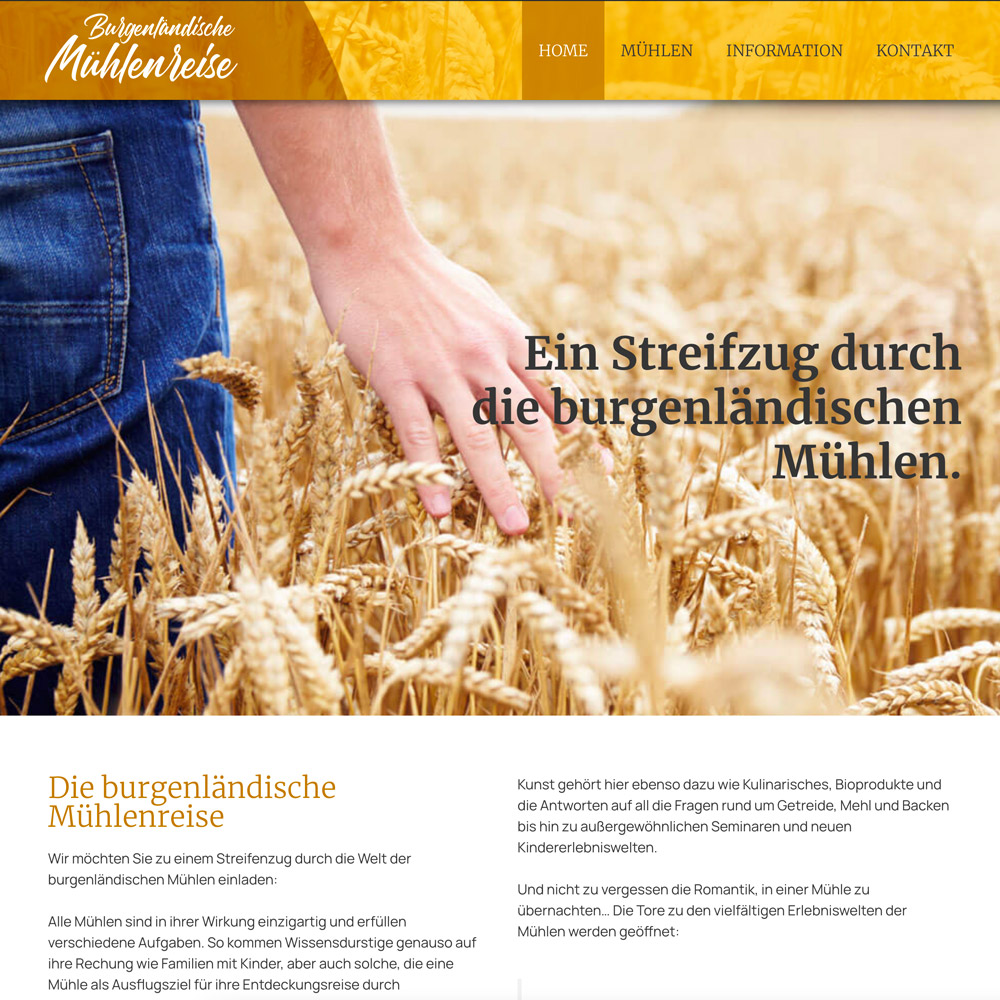 Website Mühlenreise Burgenland